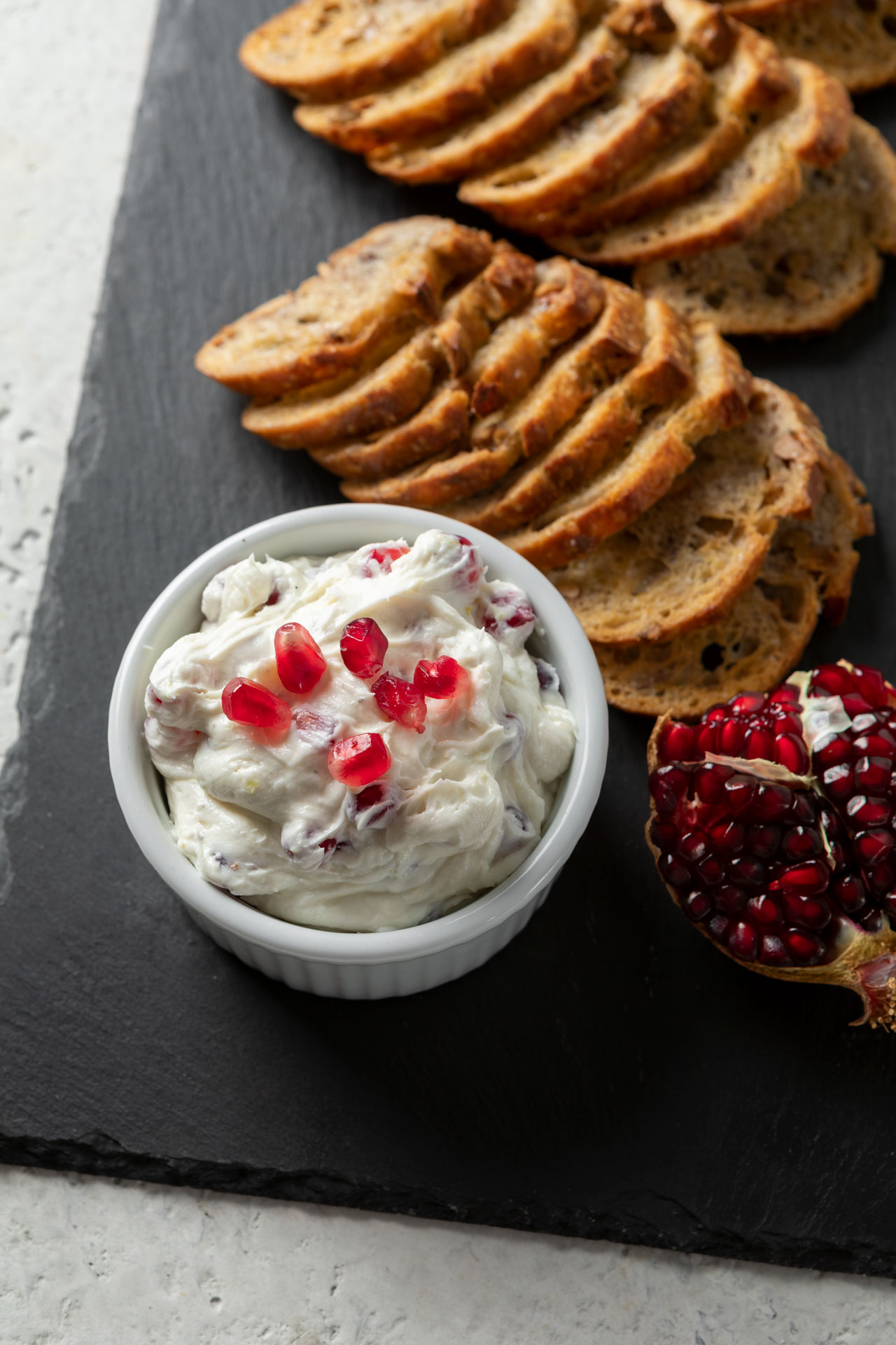 Whipped Goat Cheese & Pomegranate Dip with Crostini