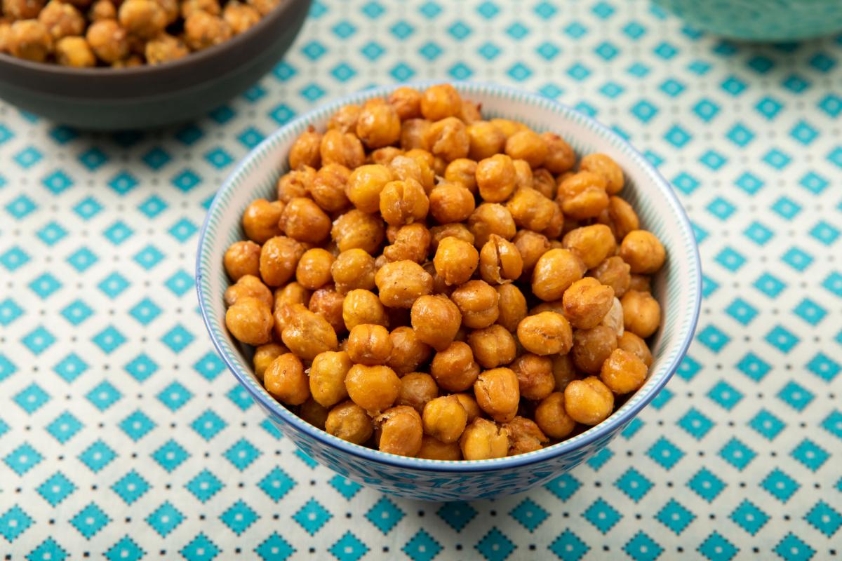 butter n garlic chick pea snacks in a bowl