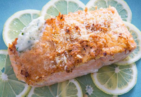 Parmesan-Crusted Salmon with Garlic Parmesan Compound Butter